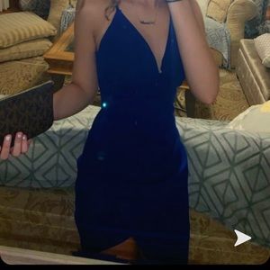 blue half slit dress